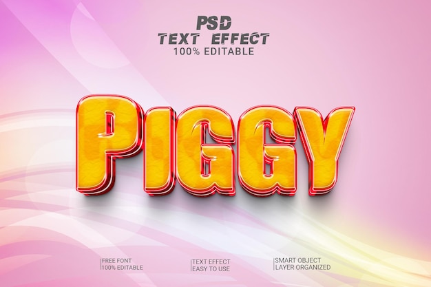 3d text effect piggy