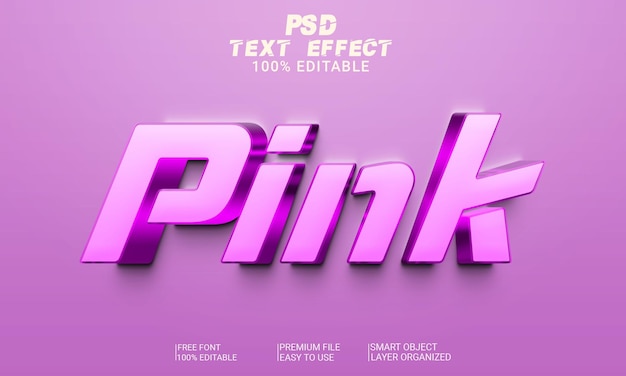 3D Text Effect Pink PSD File