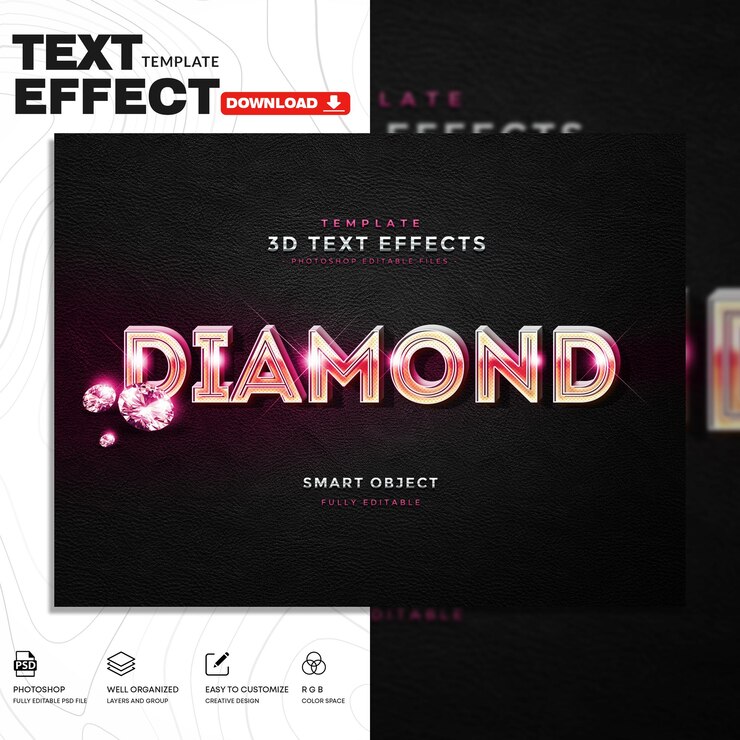 3D Text Effect PSD Template