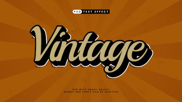 PSD 3d text effect retro vintage style