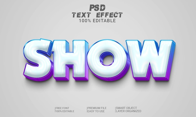 Effetto testo 3d mostra file psd