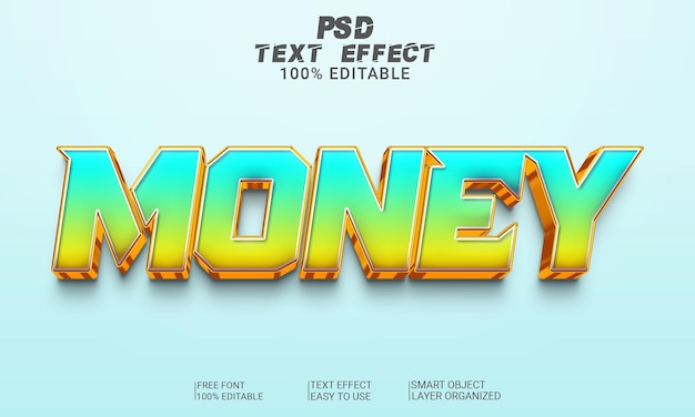 3d text effect style money psd file