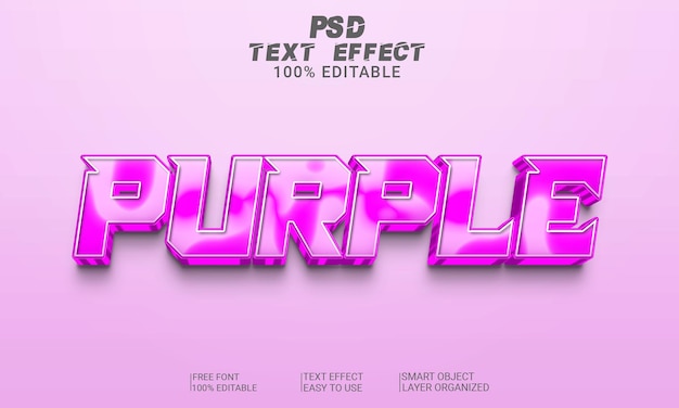 3d text effect style purple psd file