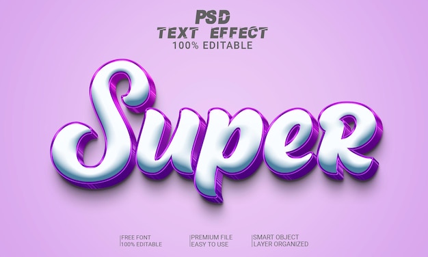 3d text effect super psd file