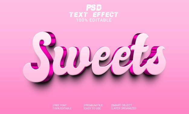 3D Text Effect Sweet PSD File