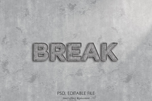 PSD 3d text effect texture wall mockup