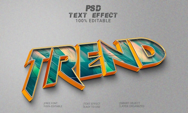 PSD file psd in stile testo completamente modificabile con tendenza effetto testo 3d