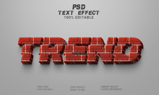 File psd in stile testo completamente modificabile con tendenza effetto testo 3d