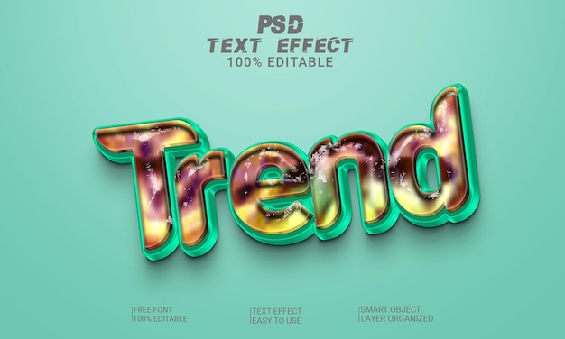 3D Text Effect Trend Full Editable Text Style PSD File