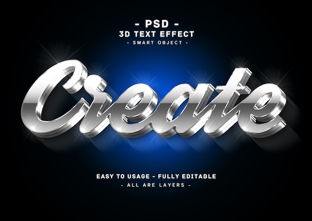 PSD a 3d text effect with a blue background