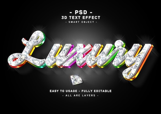 A 3d text effect with diamonds and sparkles