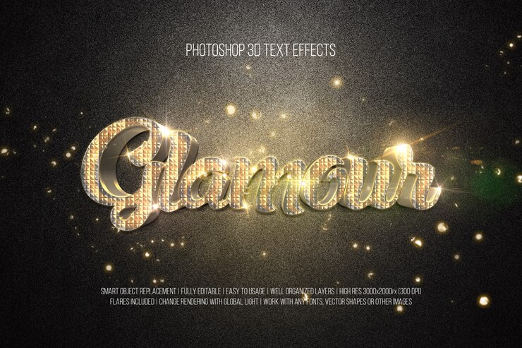 PSD 3d text effects - glamour