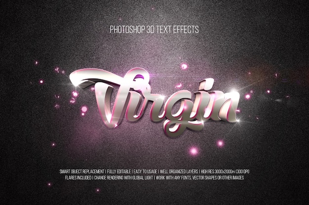 PSD 3d текстовые эффекты - virgin