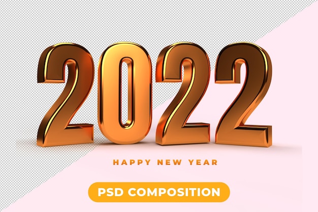 PSD 3d text happy new year 2022