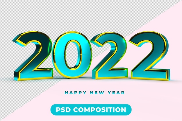 3d text happy new year 2022