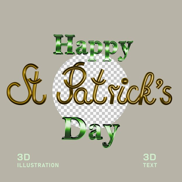 PSD 3d text irish happy st patrick day