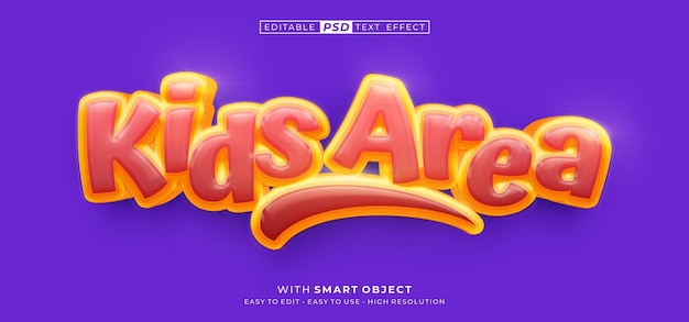 3d text kids area cartoon style editable effect