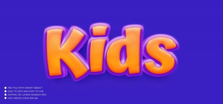 PSD 3d text kids text effect editable text style