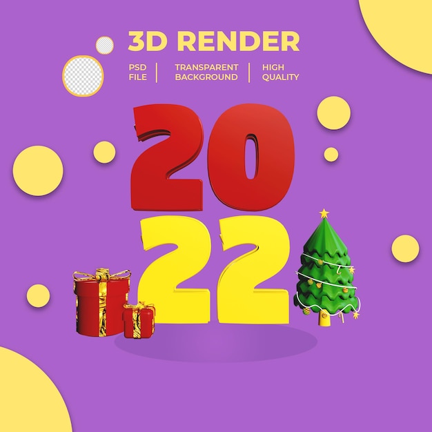 PSD 3d text new year with gift box