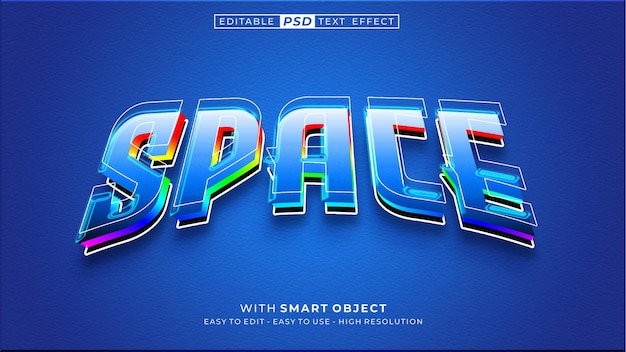 PSD 3d text space text effect editable text style