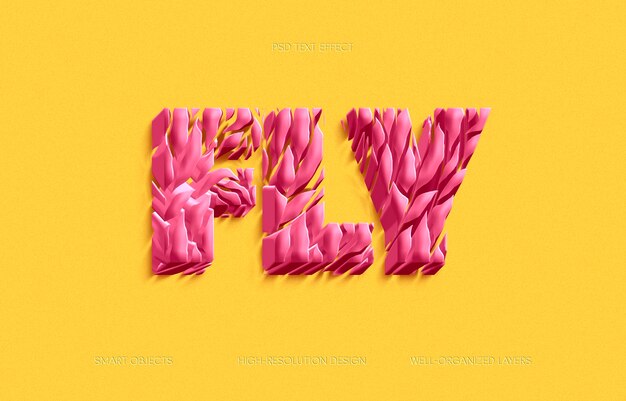 3d text style effect organic look on design with magenta nature textures