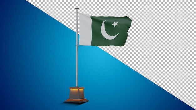 PSD vista frontale della bandiera sventolante del pakistan testurizzata 3d