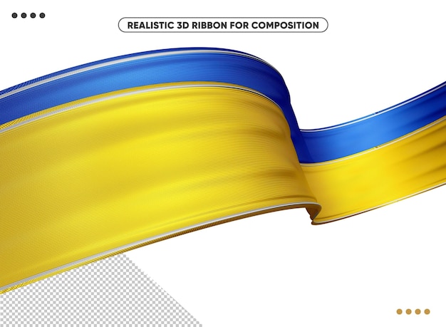컴포지션에 대한 우크라이나 국기 색상이 있는 3d 질감 리본