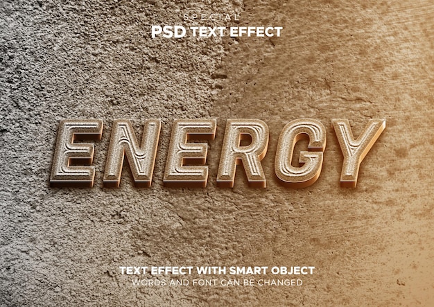 3d-textuur energie-effect vetgedrukte tekststijl mockup