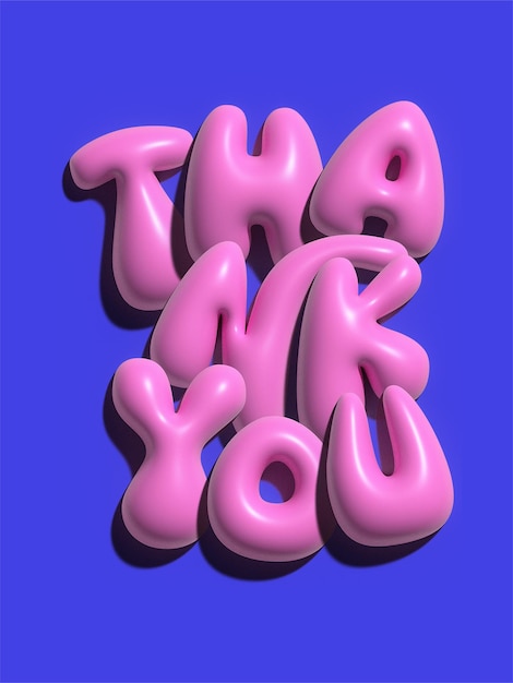 PSD 3d thank you inflate bubble design