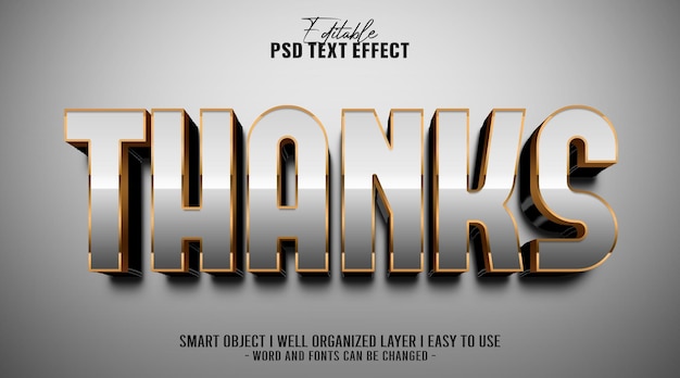 PSD 3d thanks editable text effect template