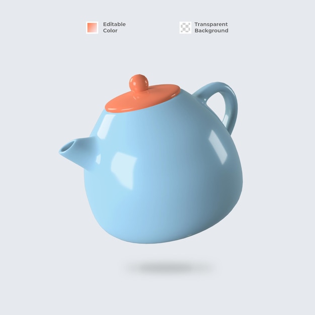 3d theepot pictogram render geïsoleerd