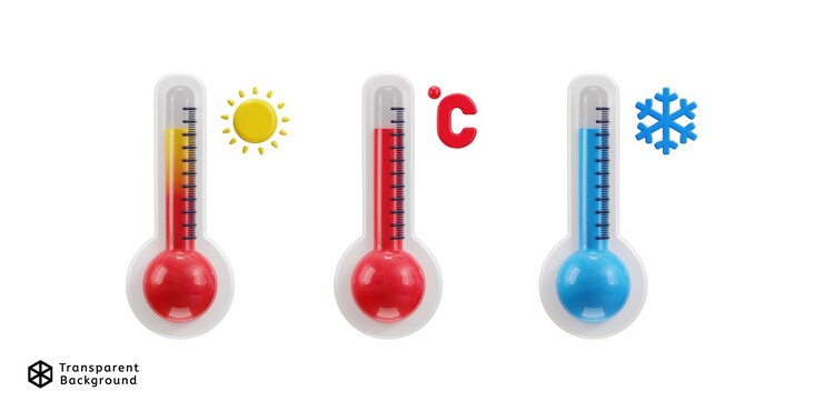 PSD 3d thermometer icon set with sun and ice symbol concept of hot and cold temperature vector icon