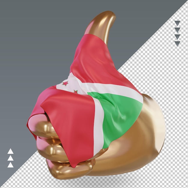 PSD pollice 3d bandiera del burundi che rende vista a destra