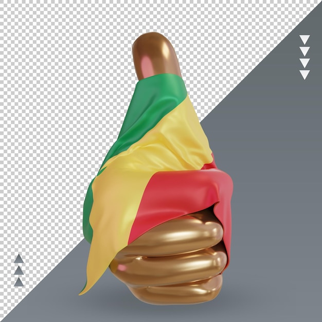 PSD 3d pollice repubblica del congo bandiera rendering vista frontale