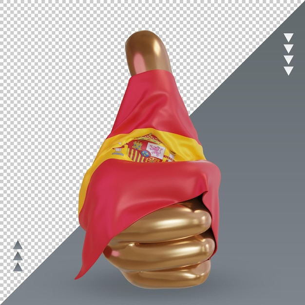 PSD 3d pollice spagna bandiera rendering vista frontale