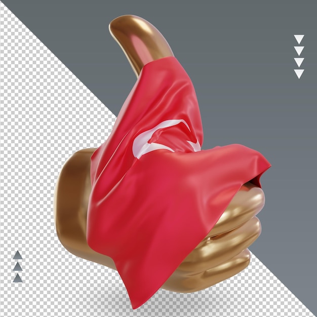 3D рендеринг флага Турции, вид слева