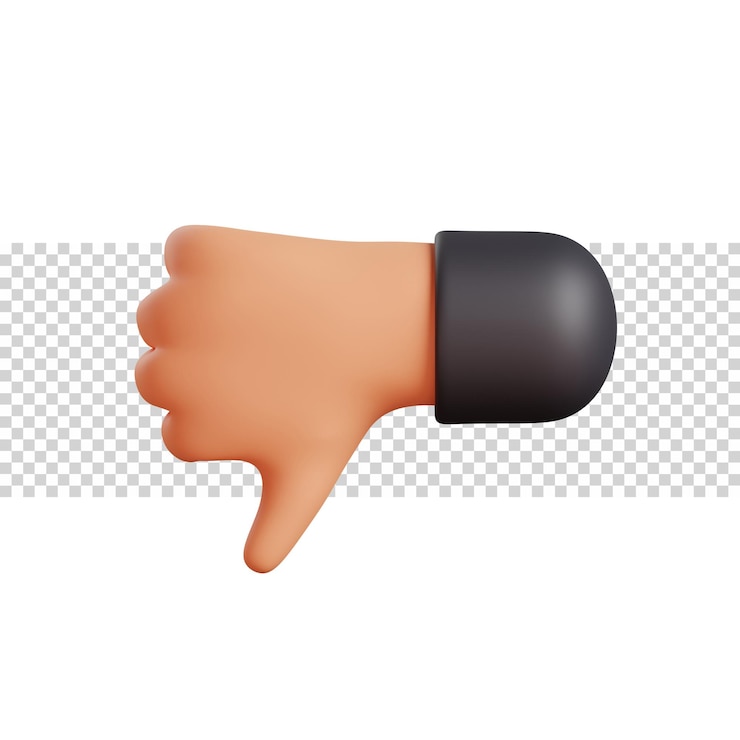 PSD 3d thumbs down dislike sign icon illustration