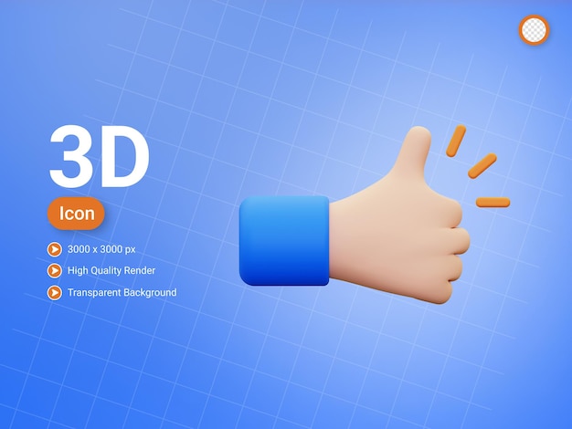 PSD Значок 3d палец вверх