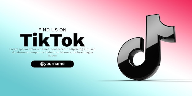 PSD 3d tiktok-banner met gradiëntachtergrond