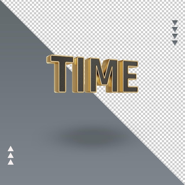 PSD 3d time black gold text rendering left view