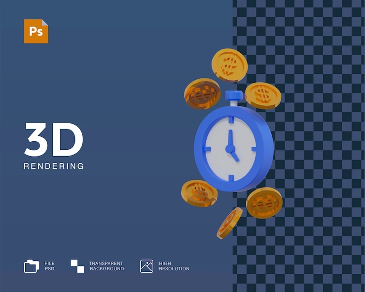 PSD 3d время - деньги иллюстрация