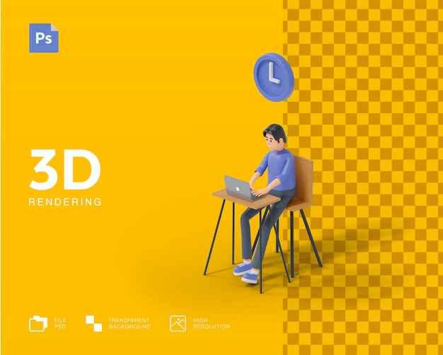 Rendering del concetto di tempo 3d per lavorare