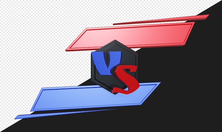 PSD 3d title versus vs or battle scene banner isolated