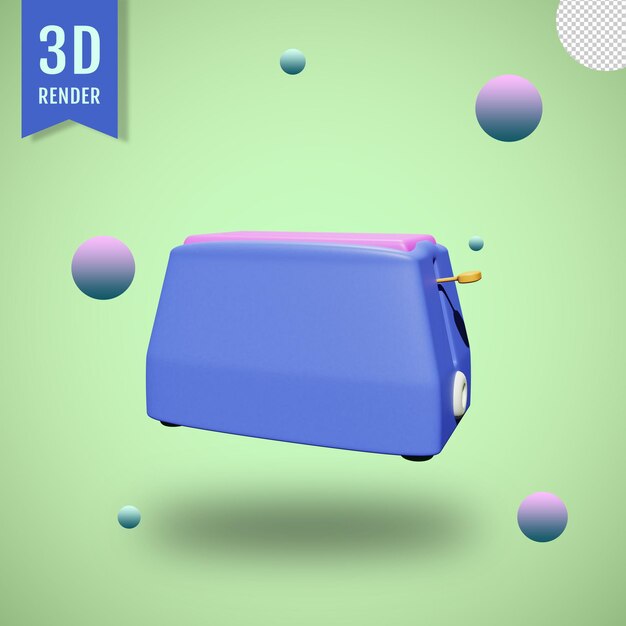 PSD 3d-иллюстрация тостера с изолированным фоном