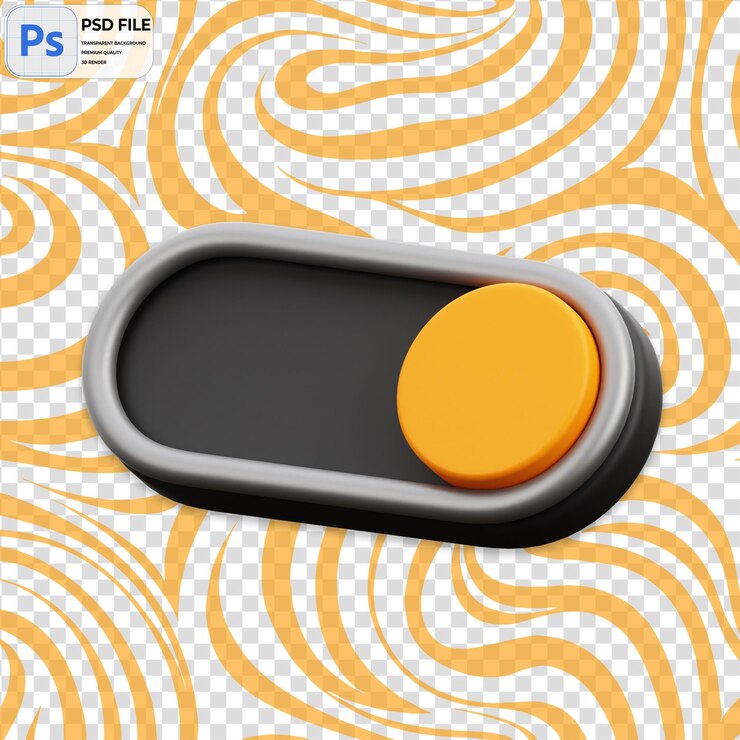 PSD 3d toggle on render icon isolated png illustration psd template