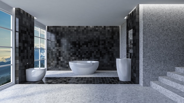 PSD interior design della toilette 3d