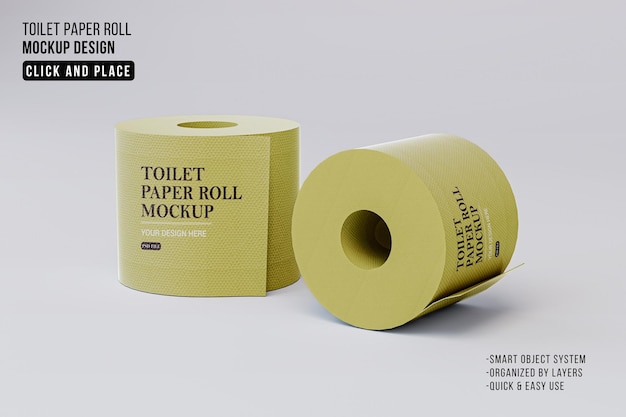 PSD 3d toilet paper roll mockup scene template