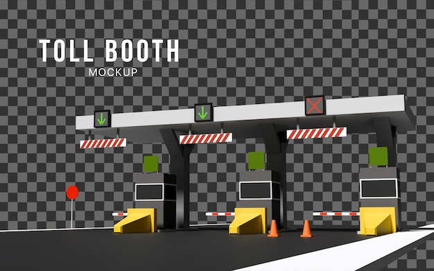 PSD 3d toll plaza highway mockup