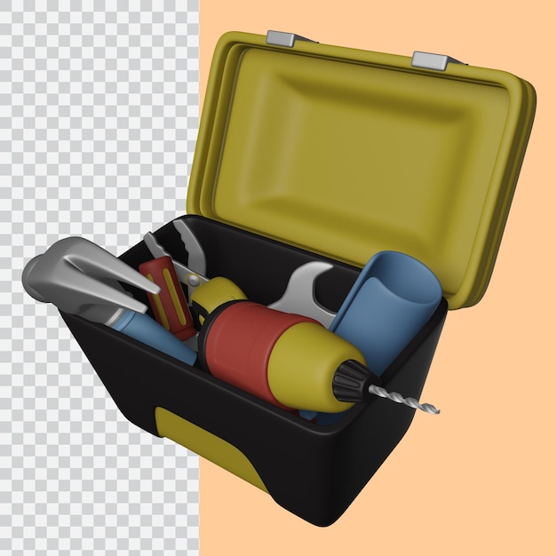 3d toolbox with tools inside