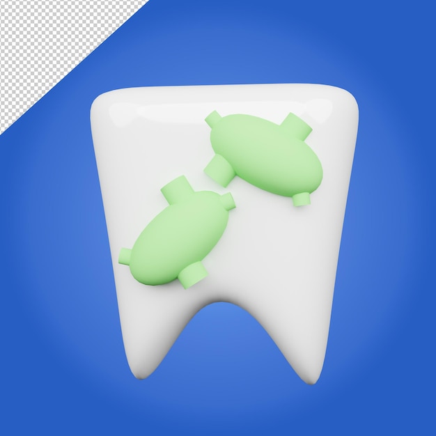 3d зуб с иконой бактерий